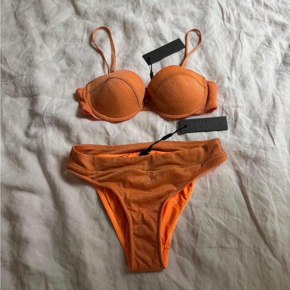 Triangl Shimmering Orange Bikini Set NWT